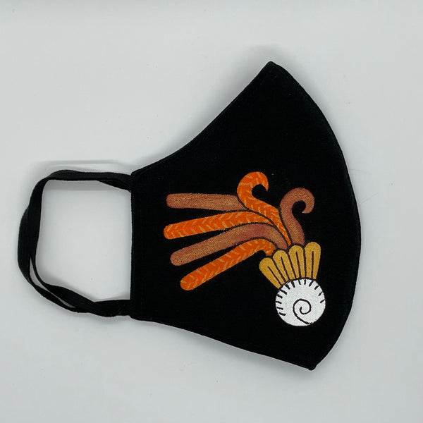 Face mask orange - hand painted Quetzalli