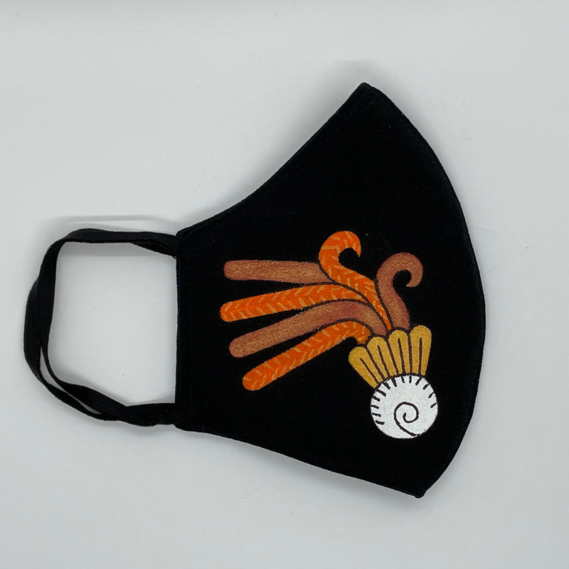 Face mask orange - hand painted Quetzalli