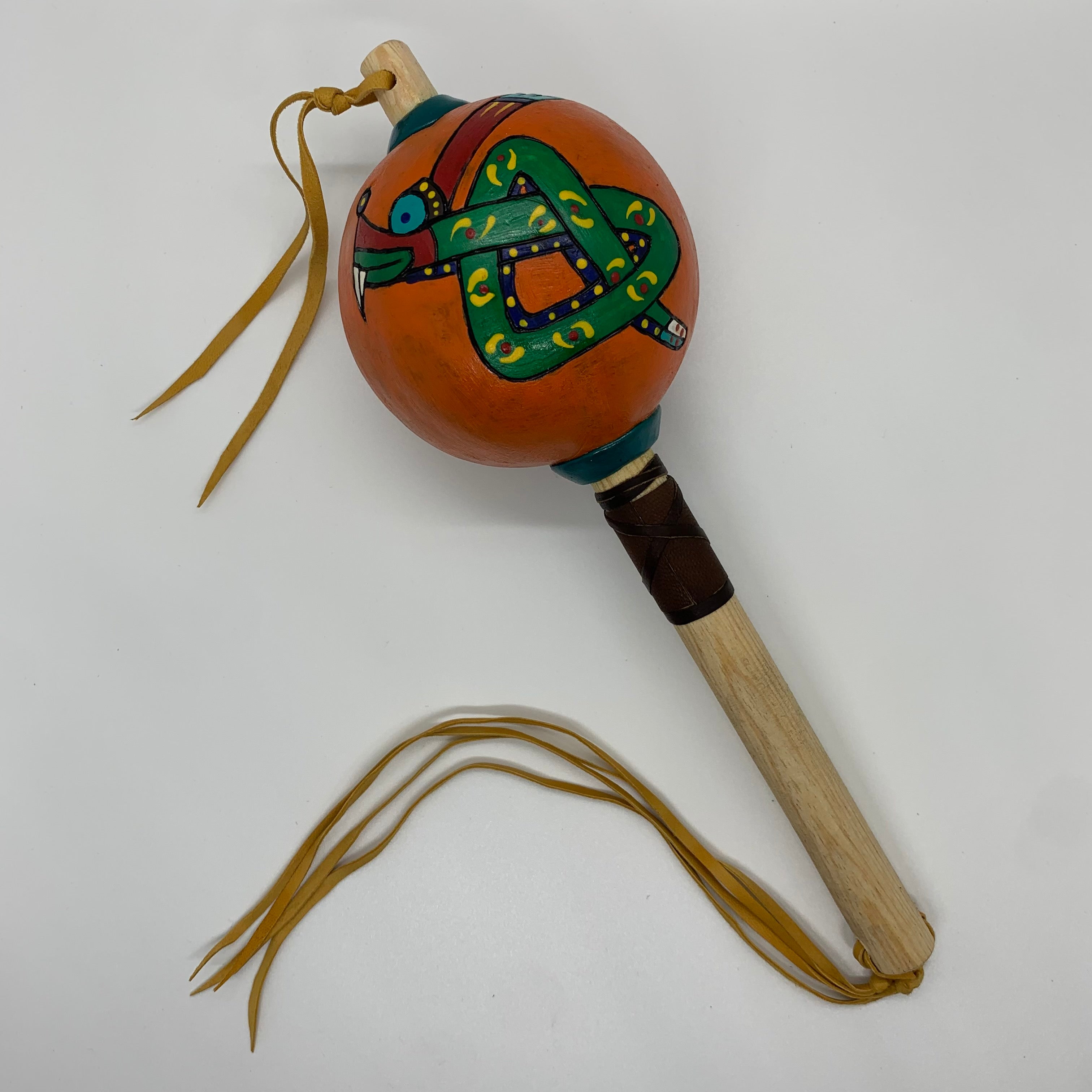 Aztec Dance Rattle painted 23 – Tochtli Cultural Wear