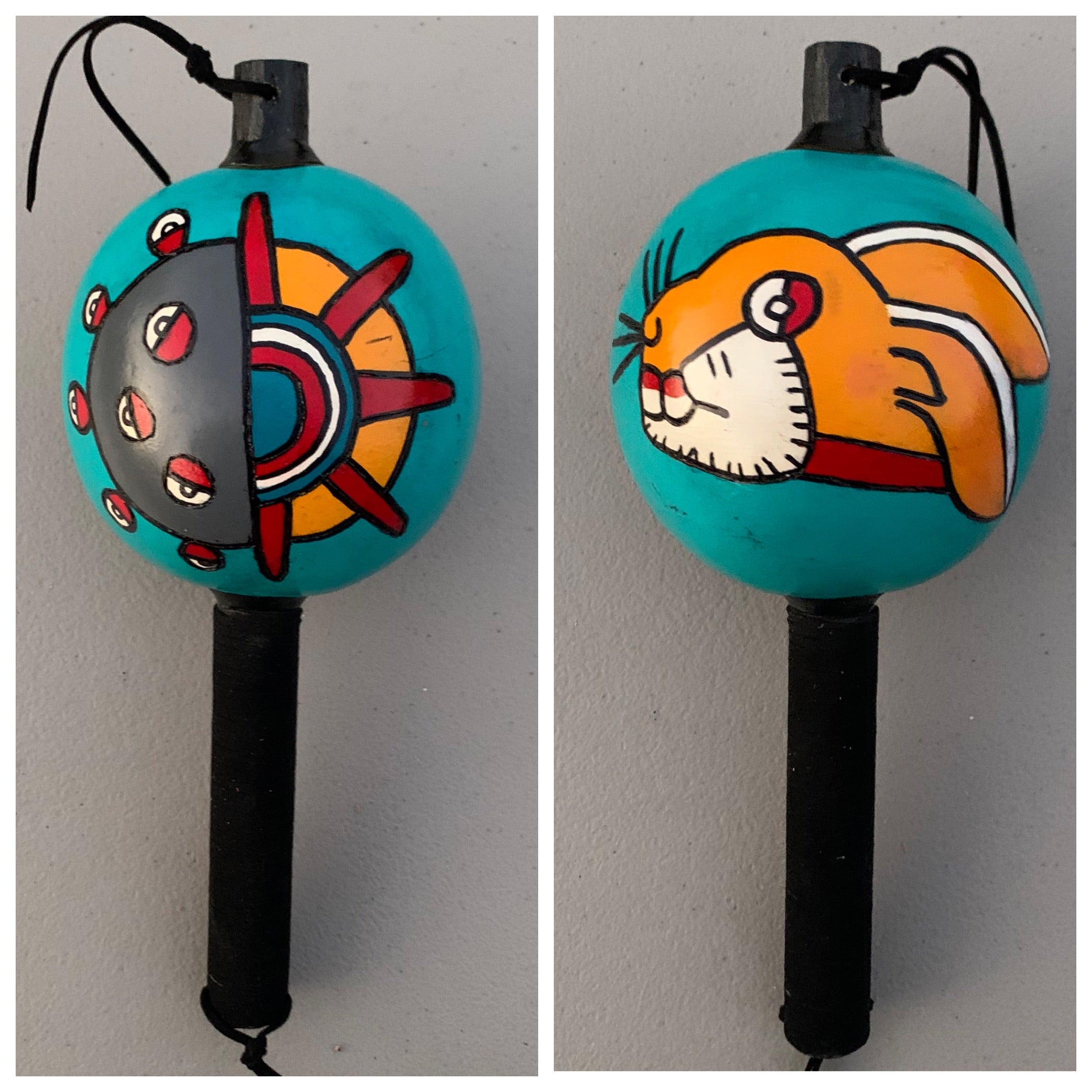 Aztec Rattles Activity Aztec Dance Rattle painted 6 – Tochtli Cultural Wear