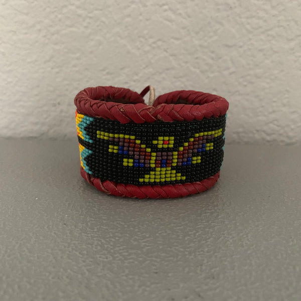 Beaded n leather bracelet 104