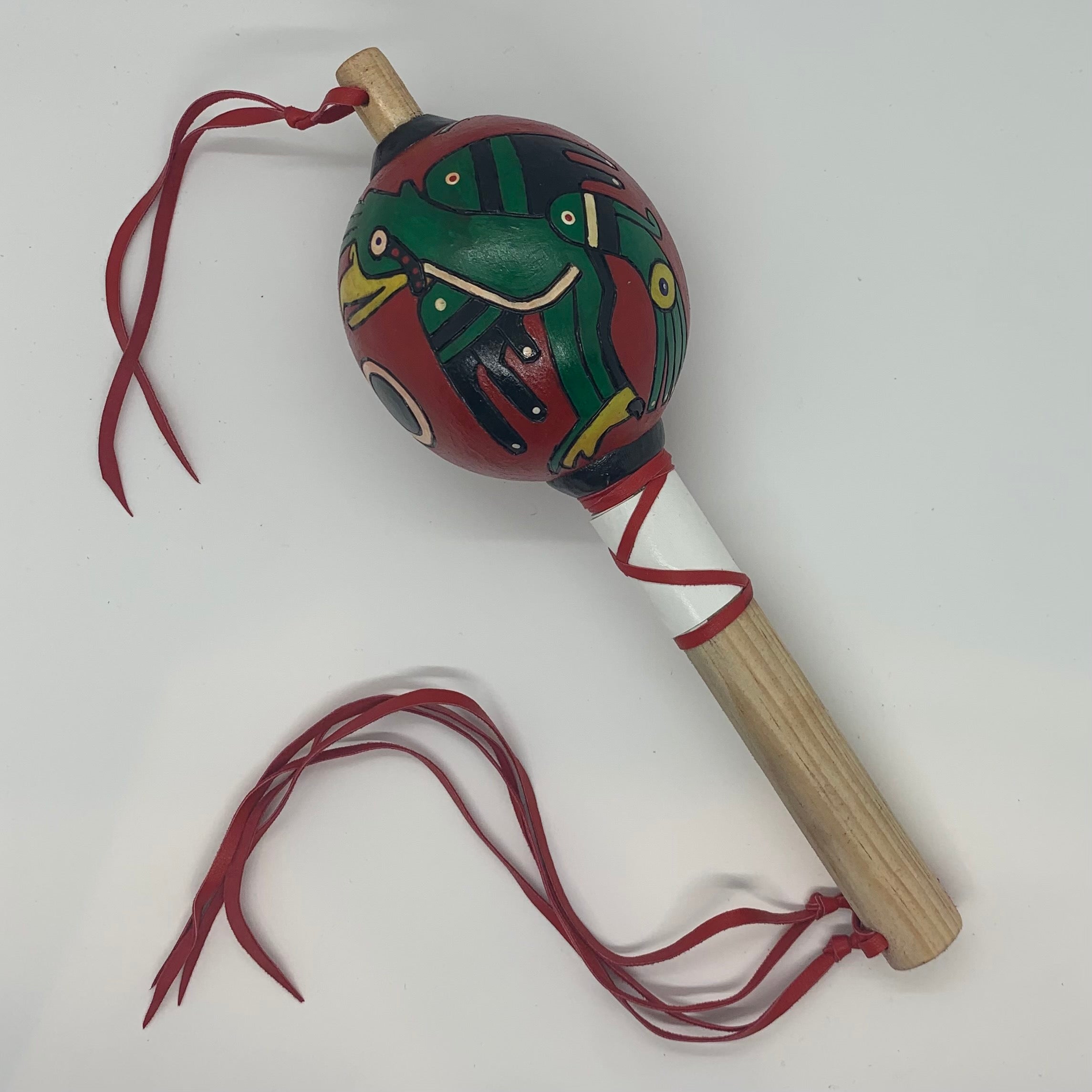 Aztec Dance Rattle painted 16 – Tochtli Cultural Wear