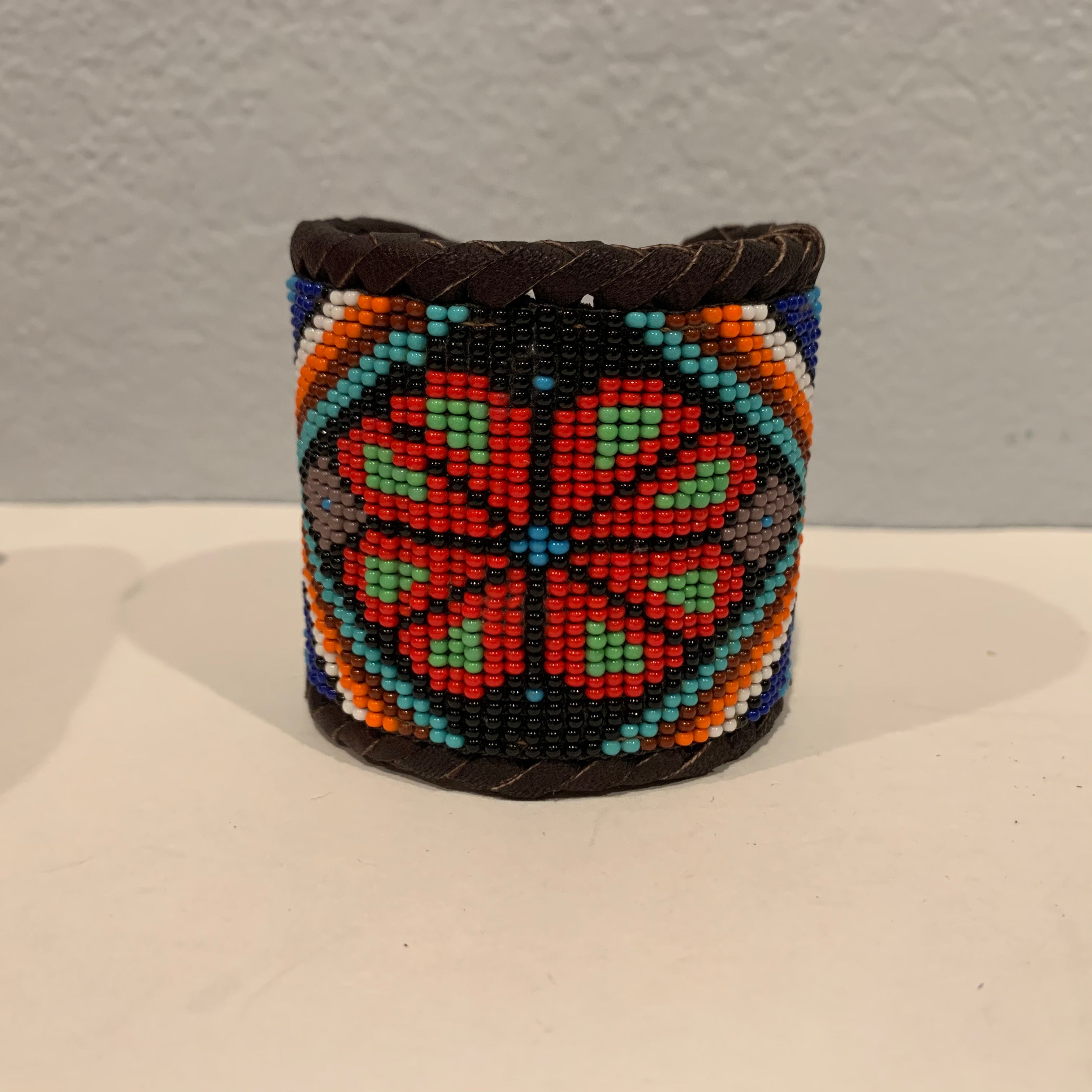 Beaded n leather bracelet 23