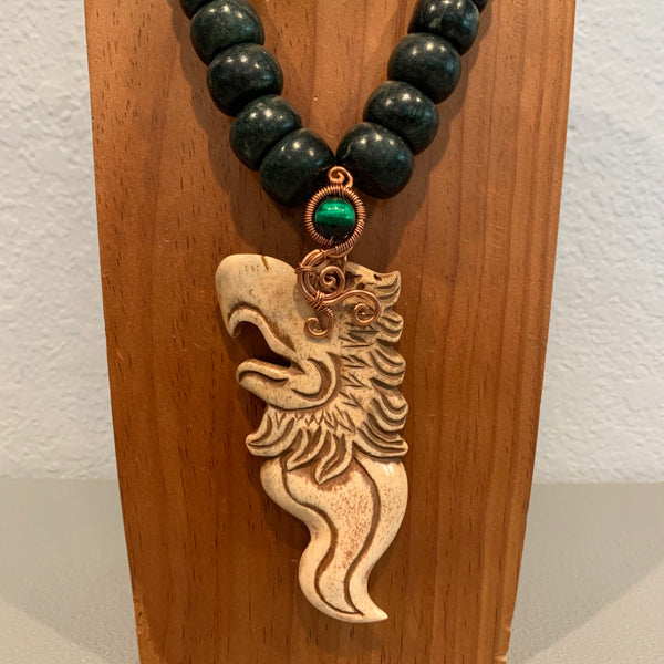 Necklace - Guatamala Jade Bone Eagle|Aguila|Cuauhtli
