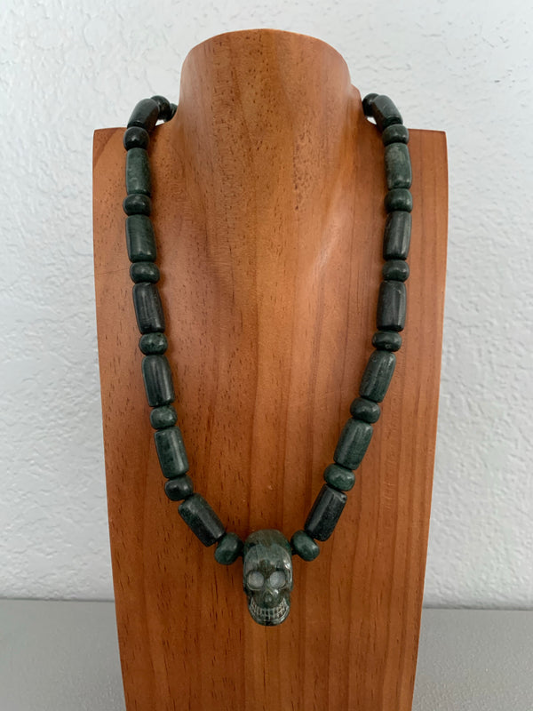 Necklace - Guatamala Jade and Skull pendent
