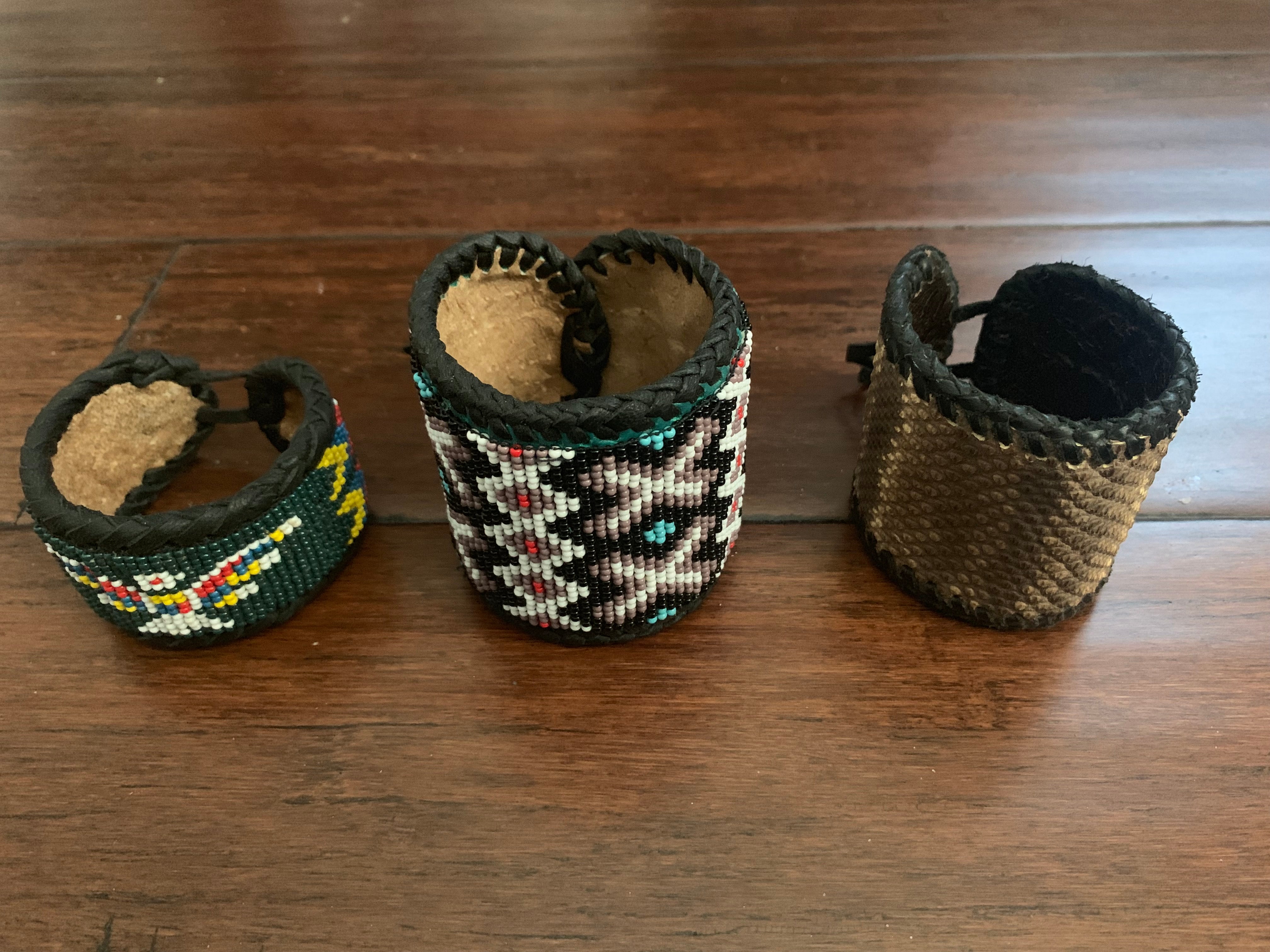 Beaded n leather bracelet set of 3