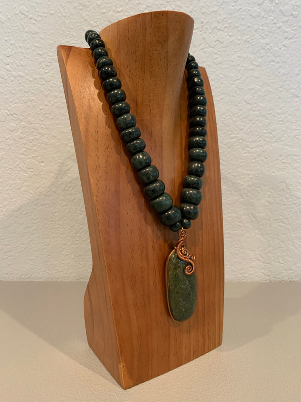 Necklace - Guatamala Jade and Copper Wire pendent