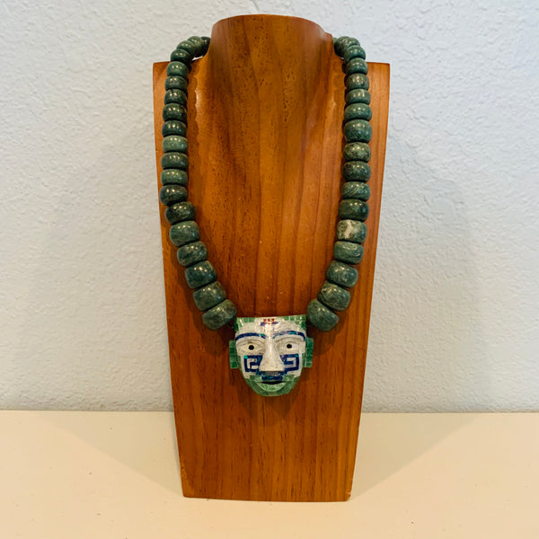 Necklace -Jade necklace and obsidian mosiac Mask