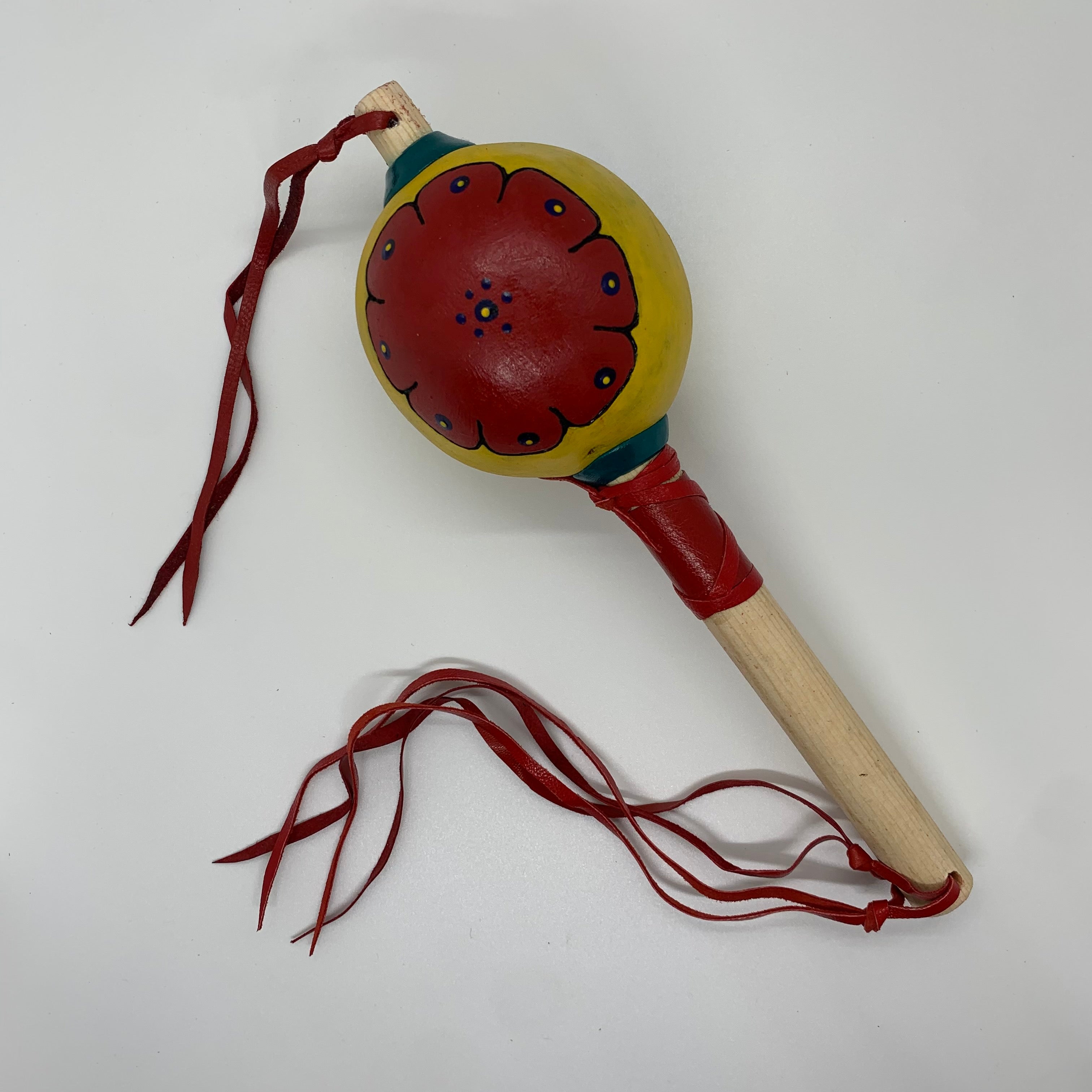 Aztec Dance Rattle painted 24 – Tochtli Cultural Wear