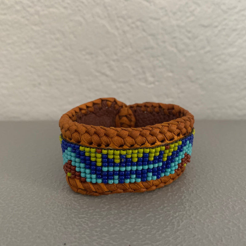 Beaded n leather bracelet 69