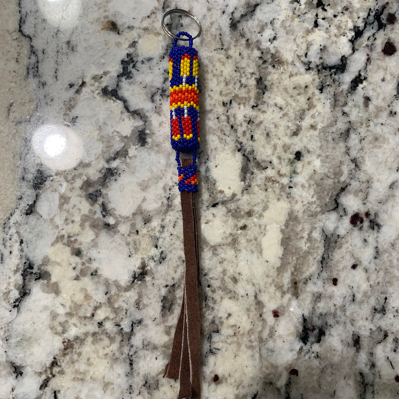 Beaded n leather keychain 11