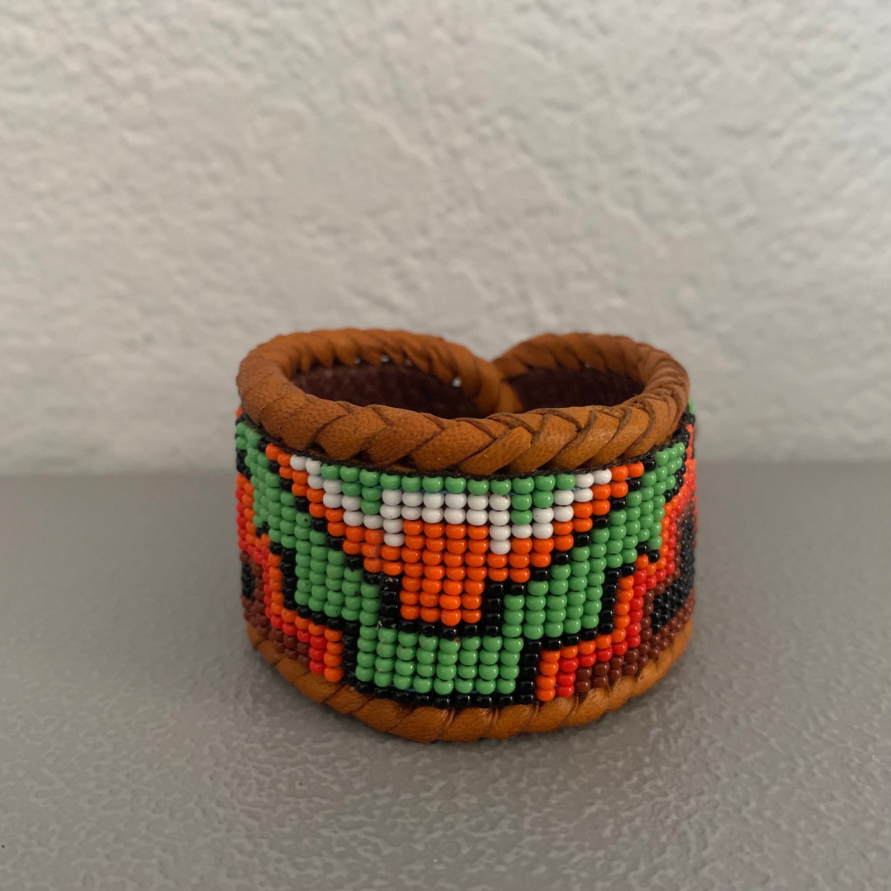 Beaded n leather bracelet 77