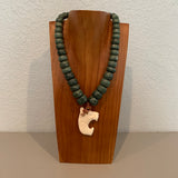Necklace - Guatamala Jade w bone resin Jaguar