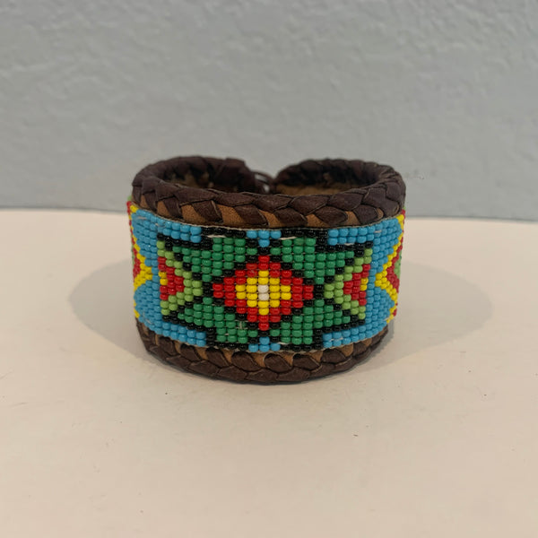 Beaded n leather bracelet 39