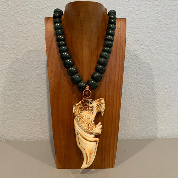 Necklace - Guatamala Jade Bone Jaguar|Ocelotl