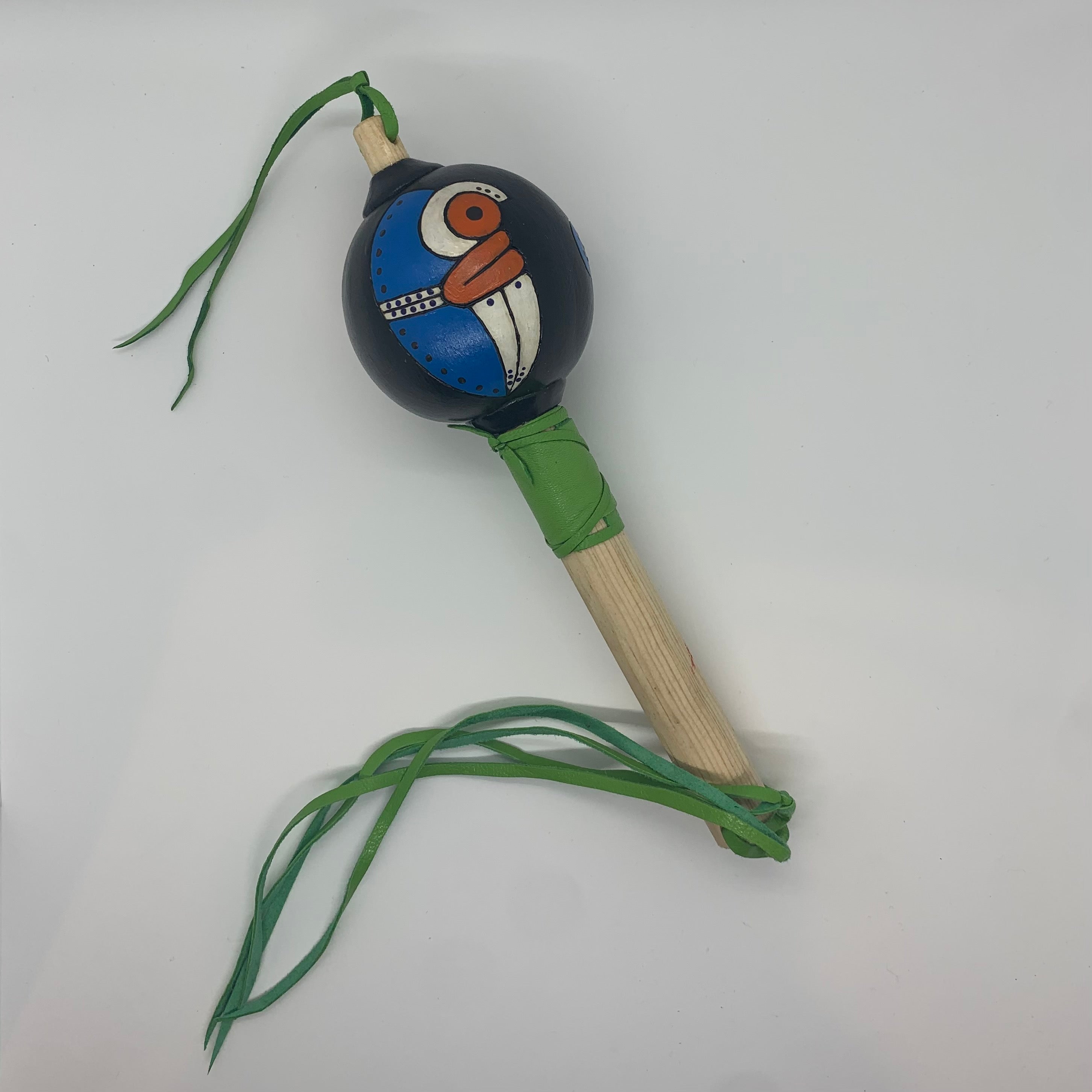 Aztec Dance Rattle painted 14 – Tochtli Cultural Wear