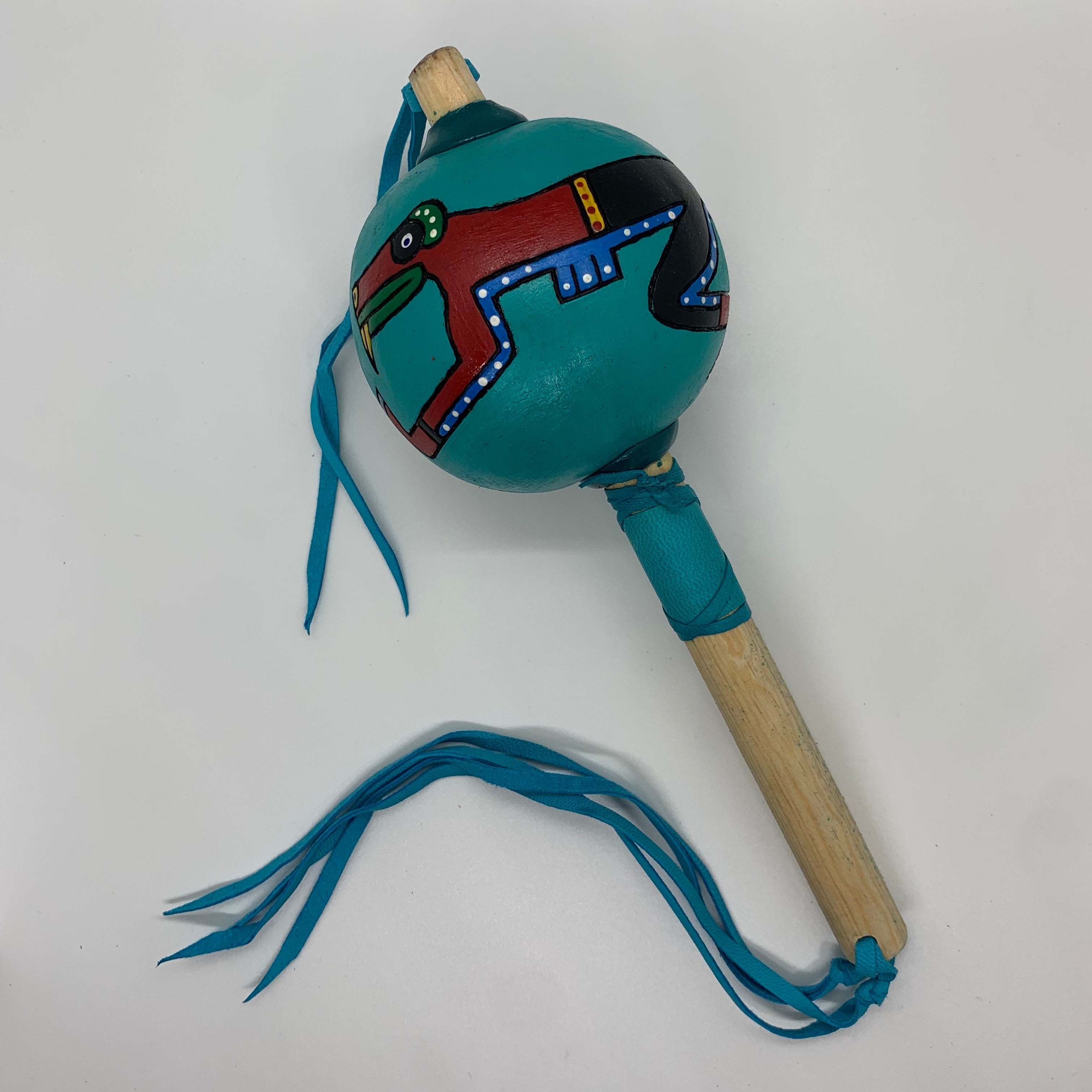Aztec Dance Rattle painted 20 – Tochtli Cultural Wear