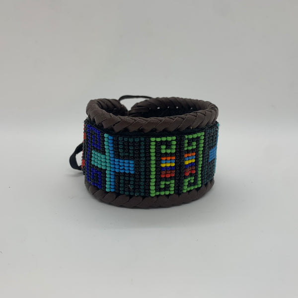 Beaded n leather bracelet 114