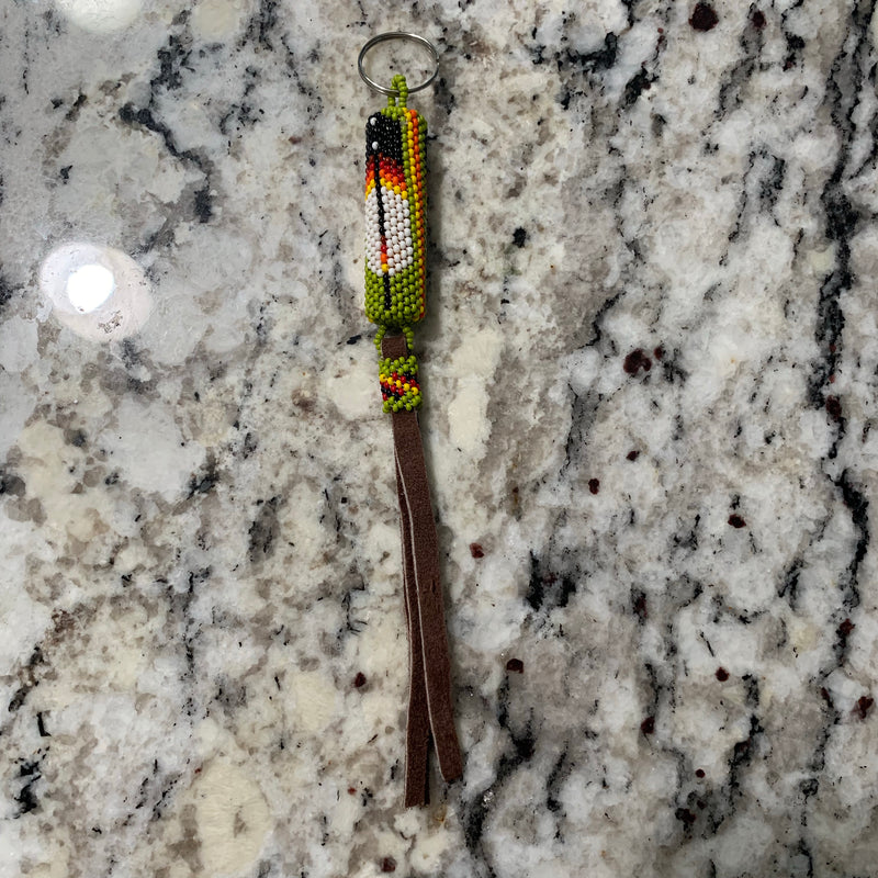 Beaded n leather keychain 10