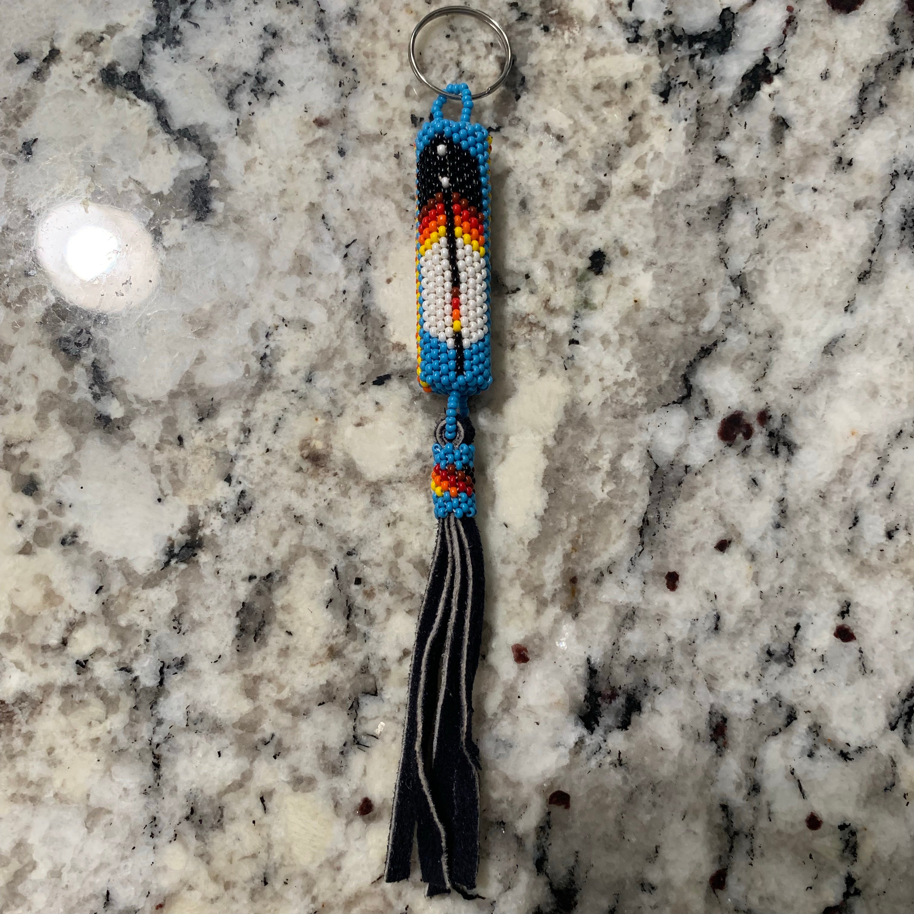 Beaded n leather keychain 6