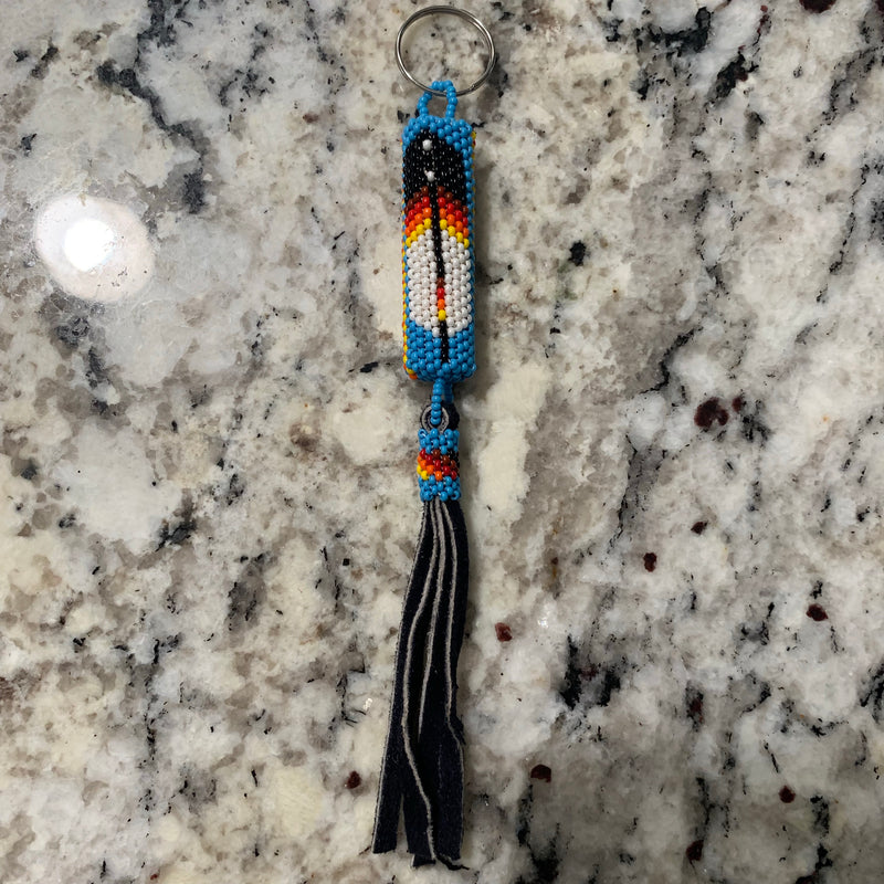 Beaded n leather keychain 6