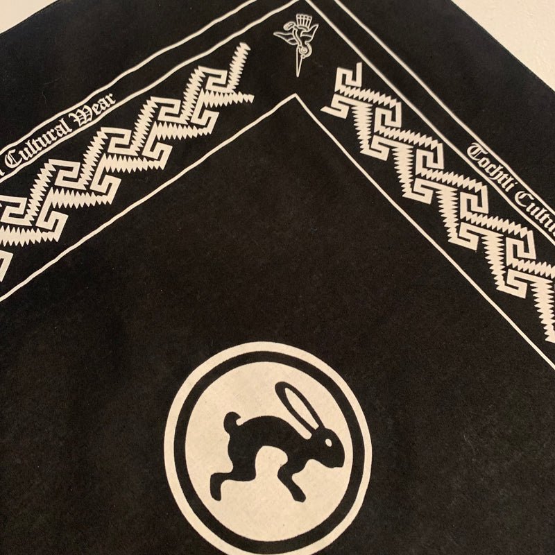 Bandana - 4 directions, black 22" x 22"