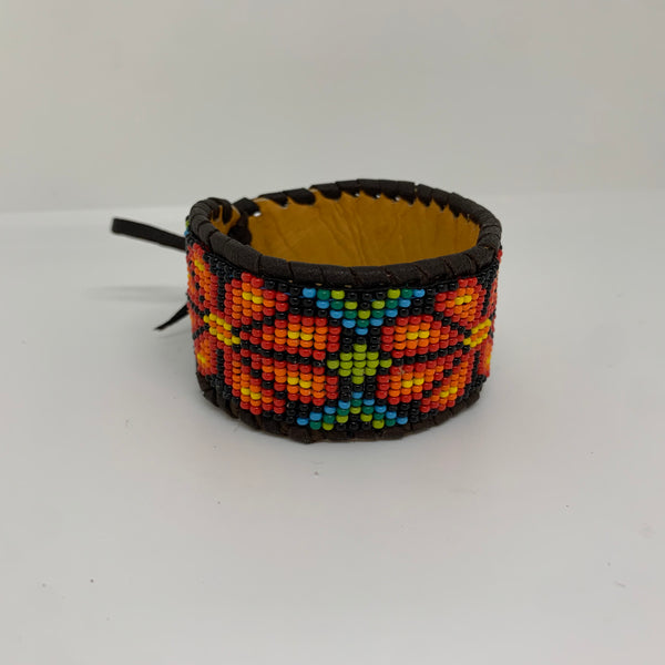Beaded n leather bracelet 128