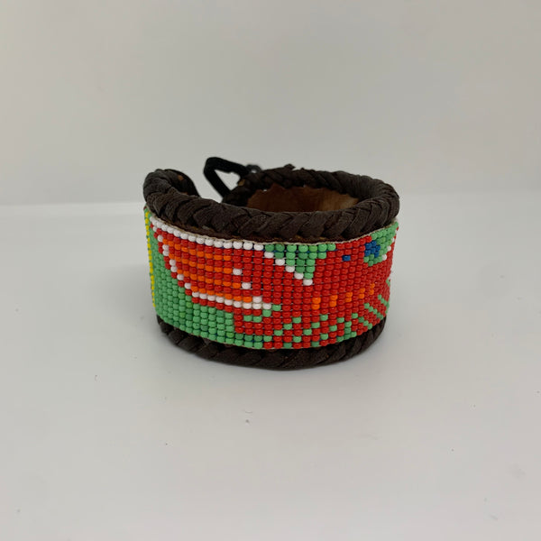 Beaded n leather bracelet 129