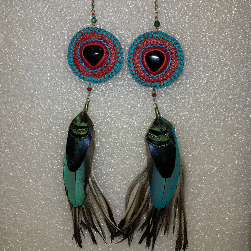 Leather n Feather Earrings 76
