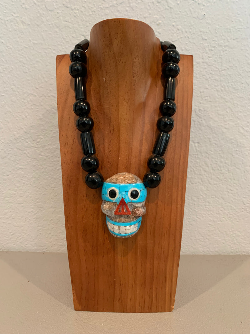 Obsidian skull necklace deals