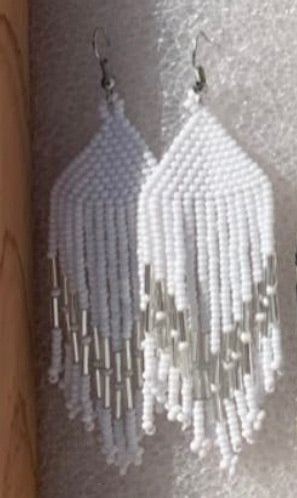 Earrings white beads