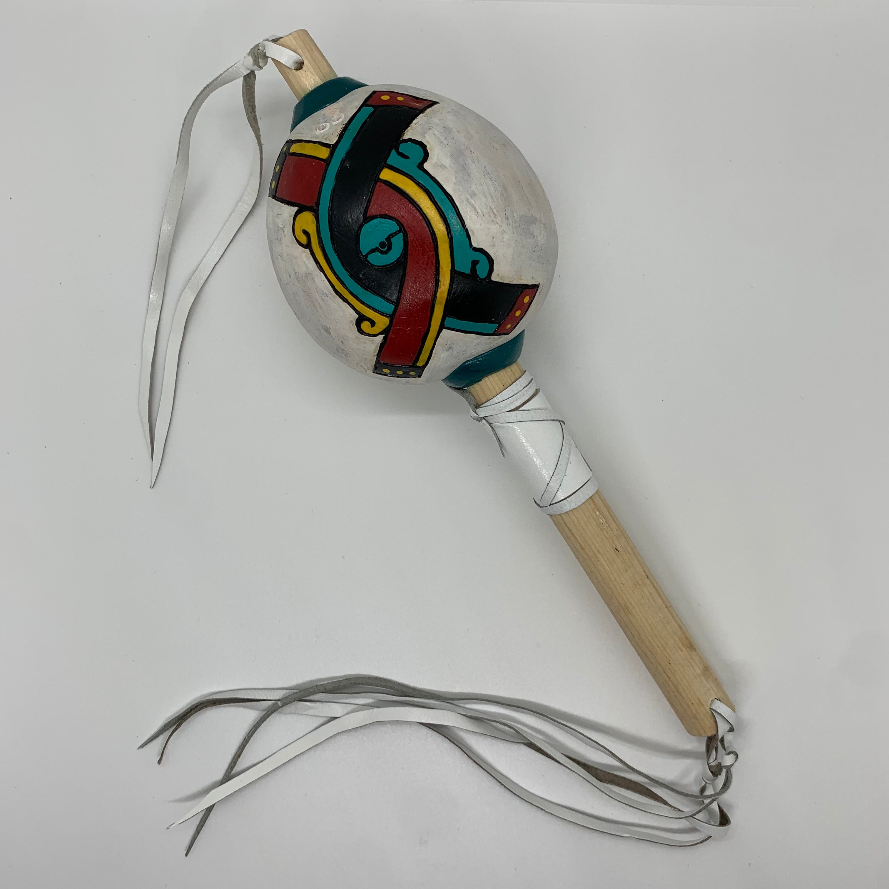 Aztec Dance Rattle painted 29 – Tochtli Cultural Wear