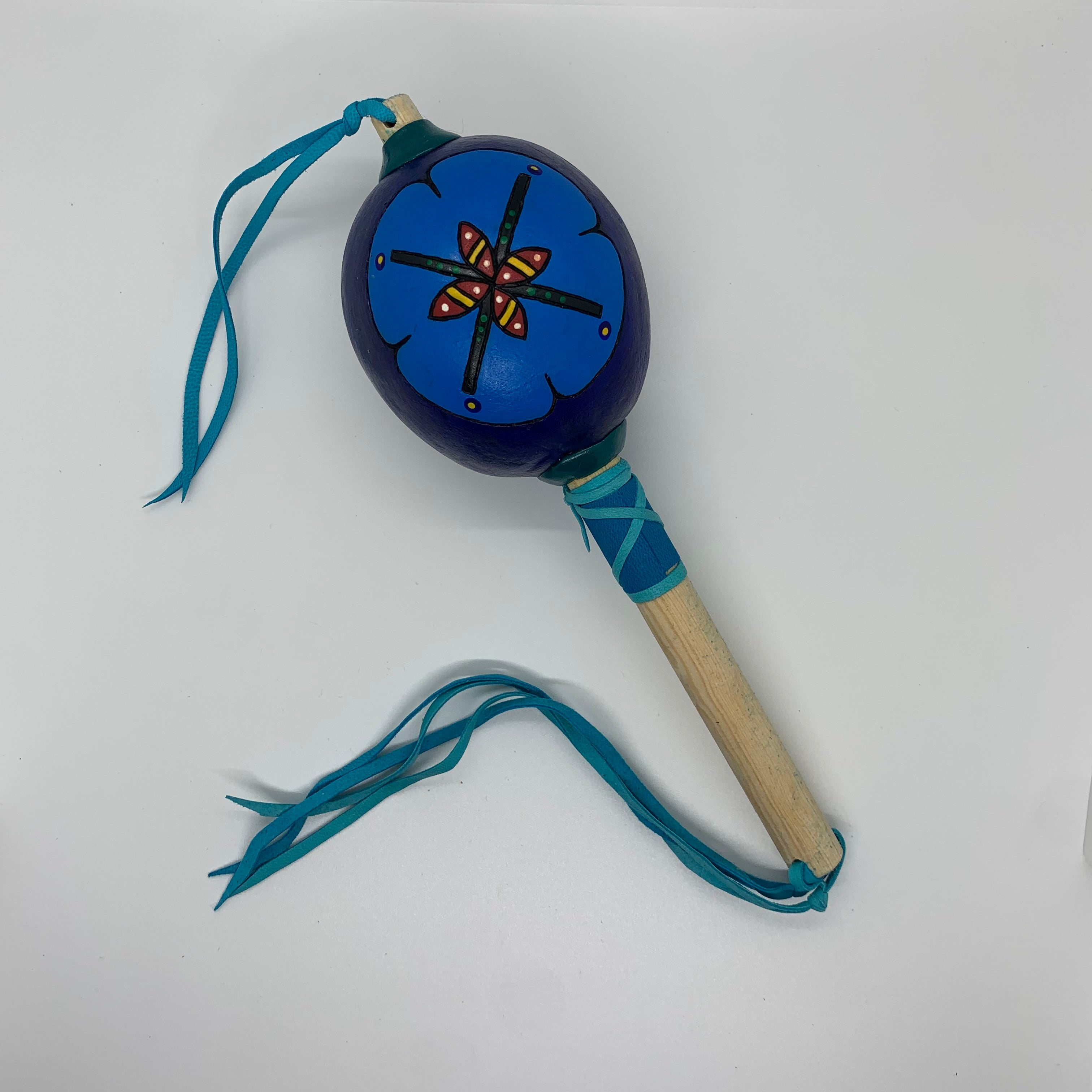 Aztec Dance Rattle painted 28 – Tochtli Cultural Wear