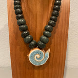 Necklace - Guatamala Jade w Enlayed shell 20