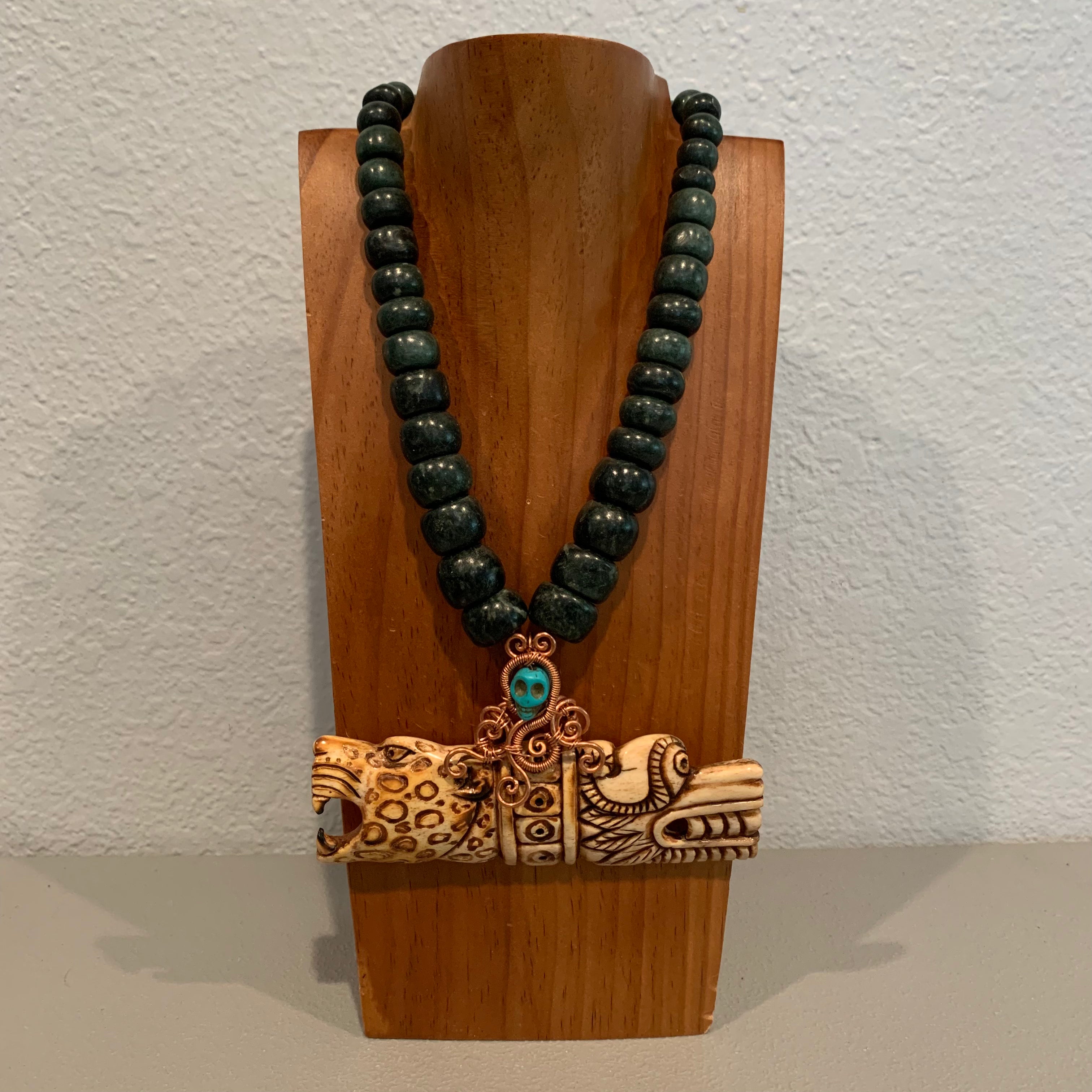 Necklace - Guatamala Jade Bone Eagle|Jaguar|Aguila|Cuauhtli|Ocelotl