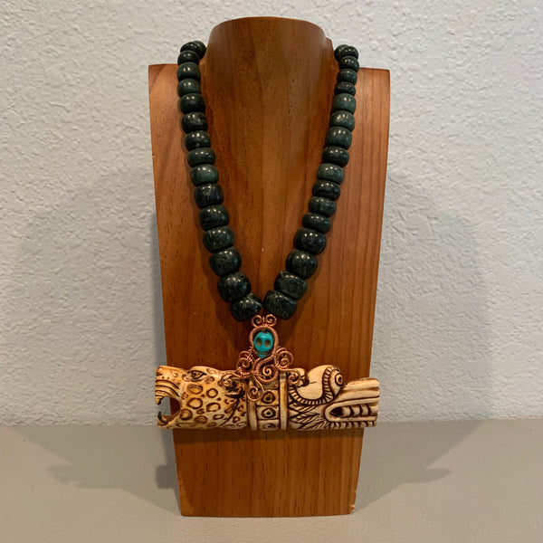 Necklace - Guatamala Jade Bone Eagle|Jaguar|Aguila|Cuauhtli|Ocelotl