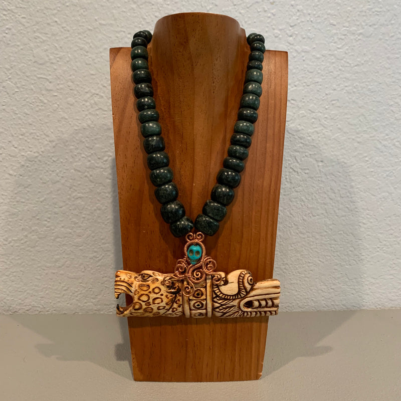 Necklace - Guatamala Jade Bone Eagle|Jaguar|Aguila|Cuauhtli|Ocelotl