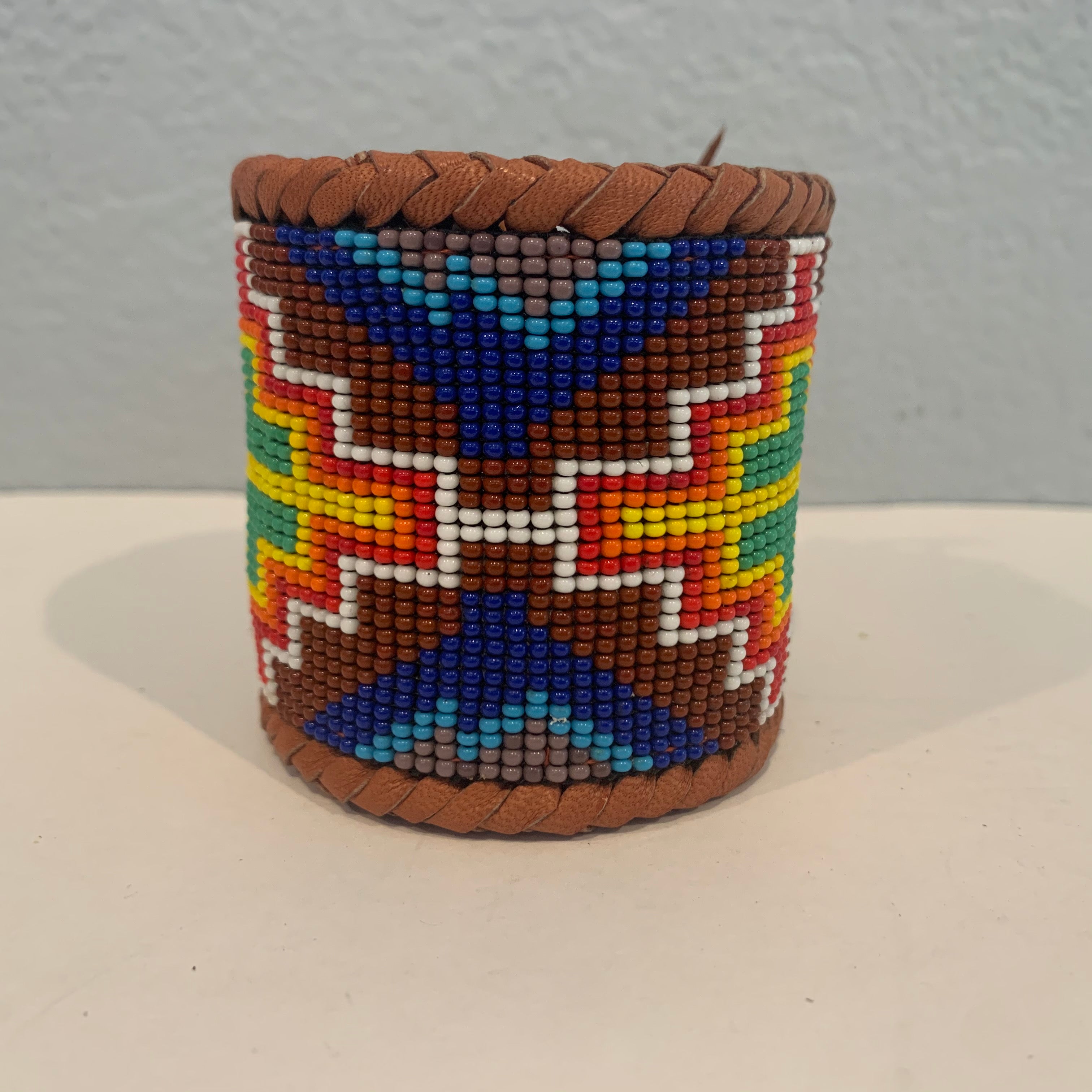 Beaded n leather bracelet 28