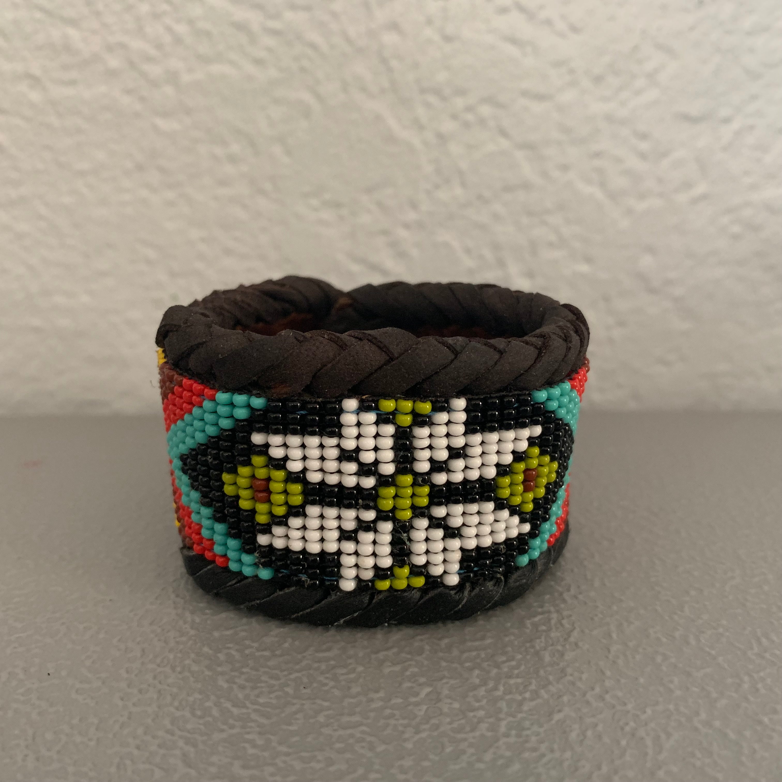 Beaded n leather bracelet 75