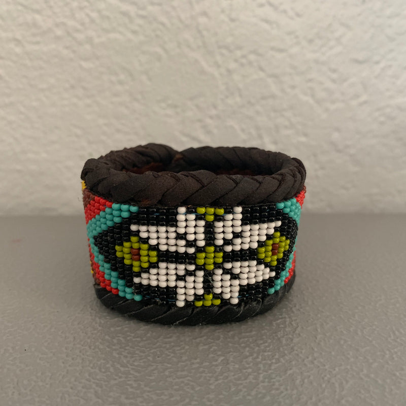 Beaded n leather bracelet 75