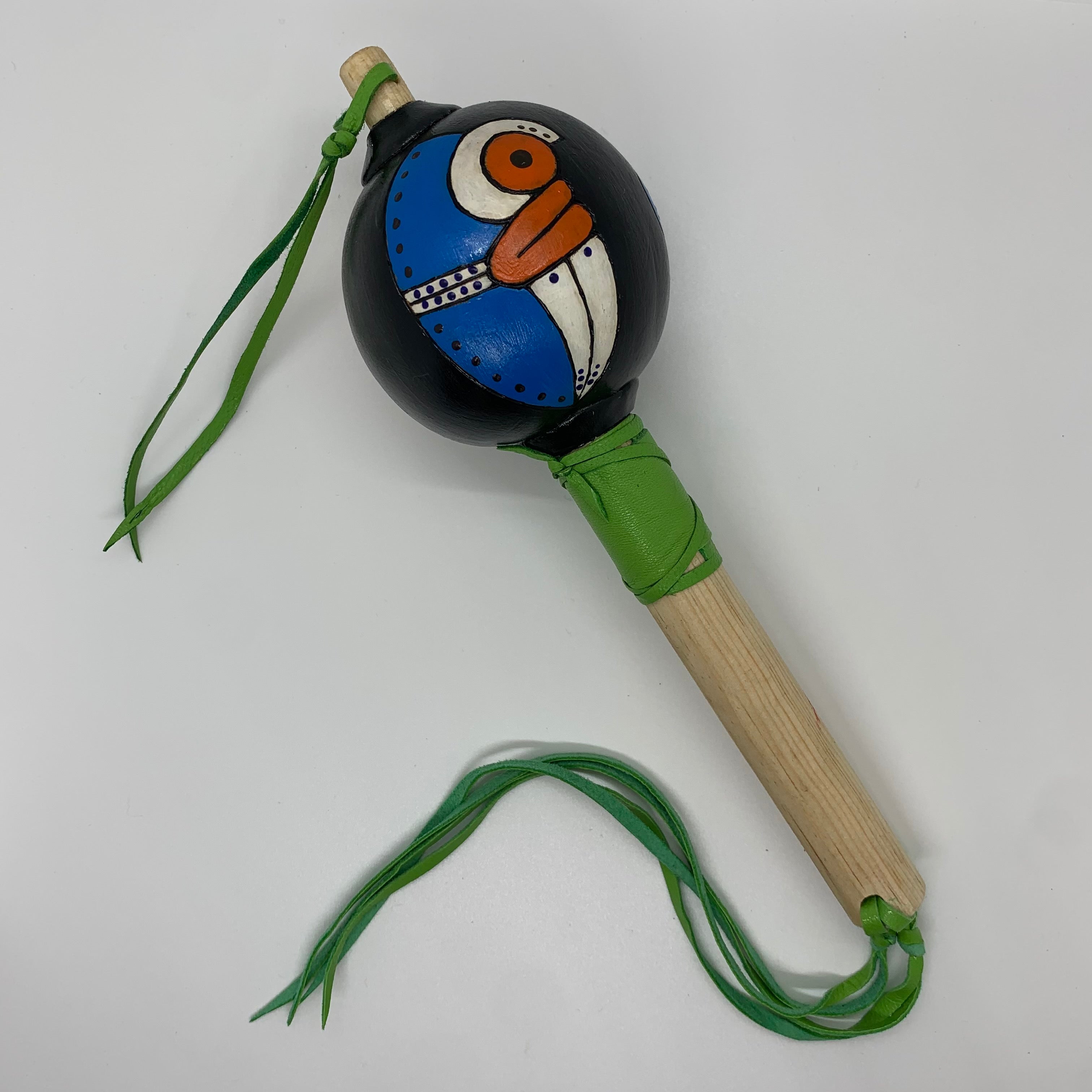 Aztec Dance Rattle painted 22 – Tochtli Cultural Wear