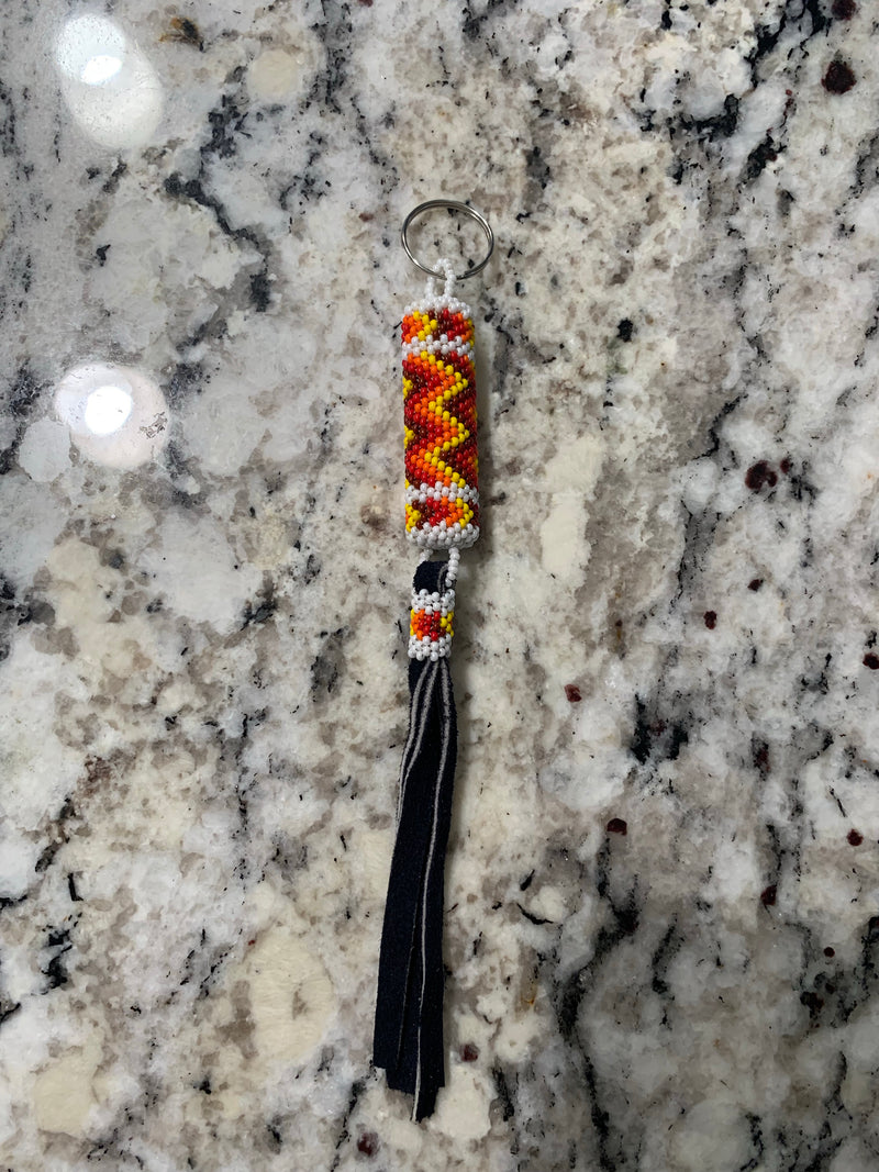 Beaded n leather keychain 15