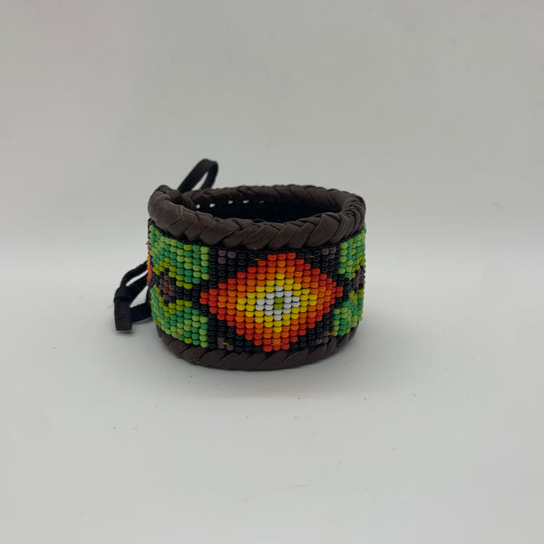 Beaded n leather bracelet 111