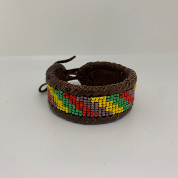 Beaded n leather bracelet 121