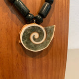 Necklace - Guatamala Jade w Enlayed shell 10