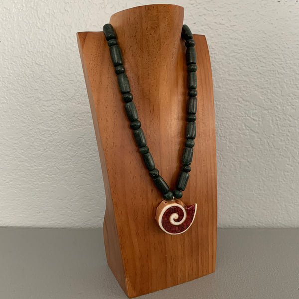 Necklace - Guatamala Jade w Enlayed shell 3