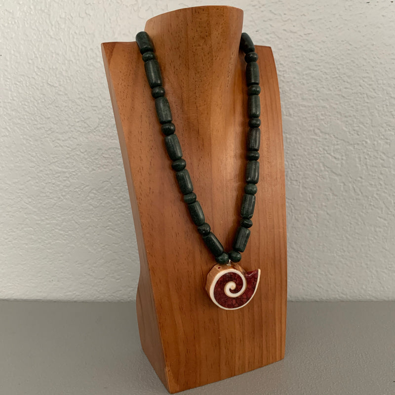 Necklace - Guatamala Jade w Enlayed shell 3
