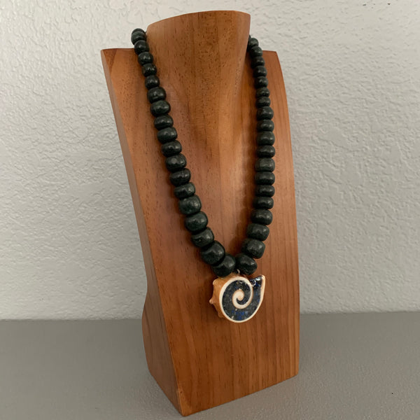 Necklace - Guatamala Jade w Enlayed shell 6