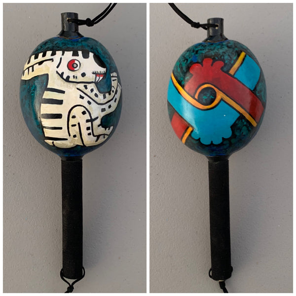 Aztec Dance Rattle painted