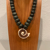 Necklace - Guatamala Jade w Enlayed shell 21